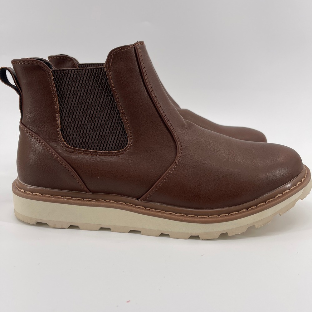 Deer Stags Jameson Jr Boys Brown Faux Leather Chelsea Boots Size 6M‎